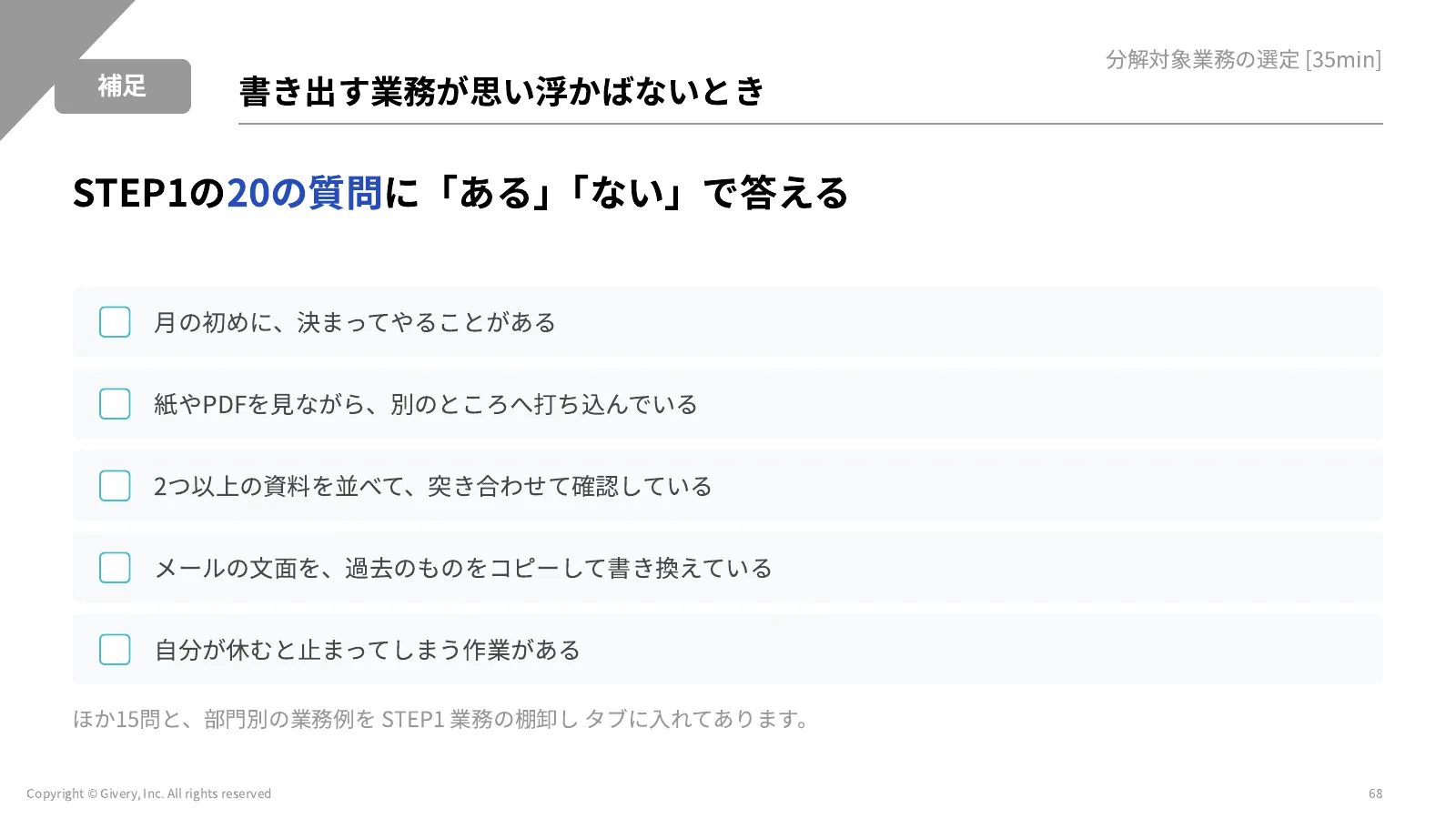 68ページ 書き出す業務が思い浮かばないとき